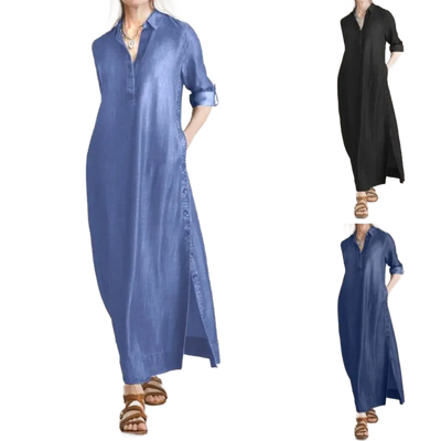 Amar Malka - שמלת ג'ינס מקסי נשית ומרשימה