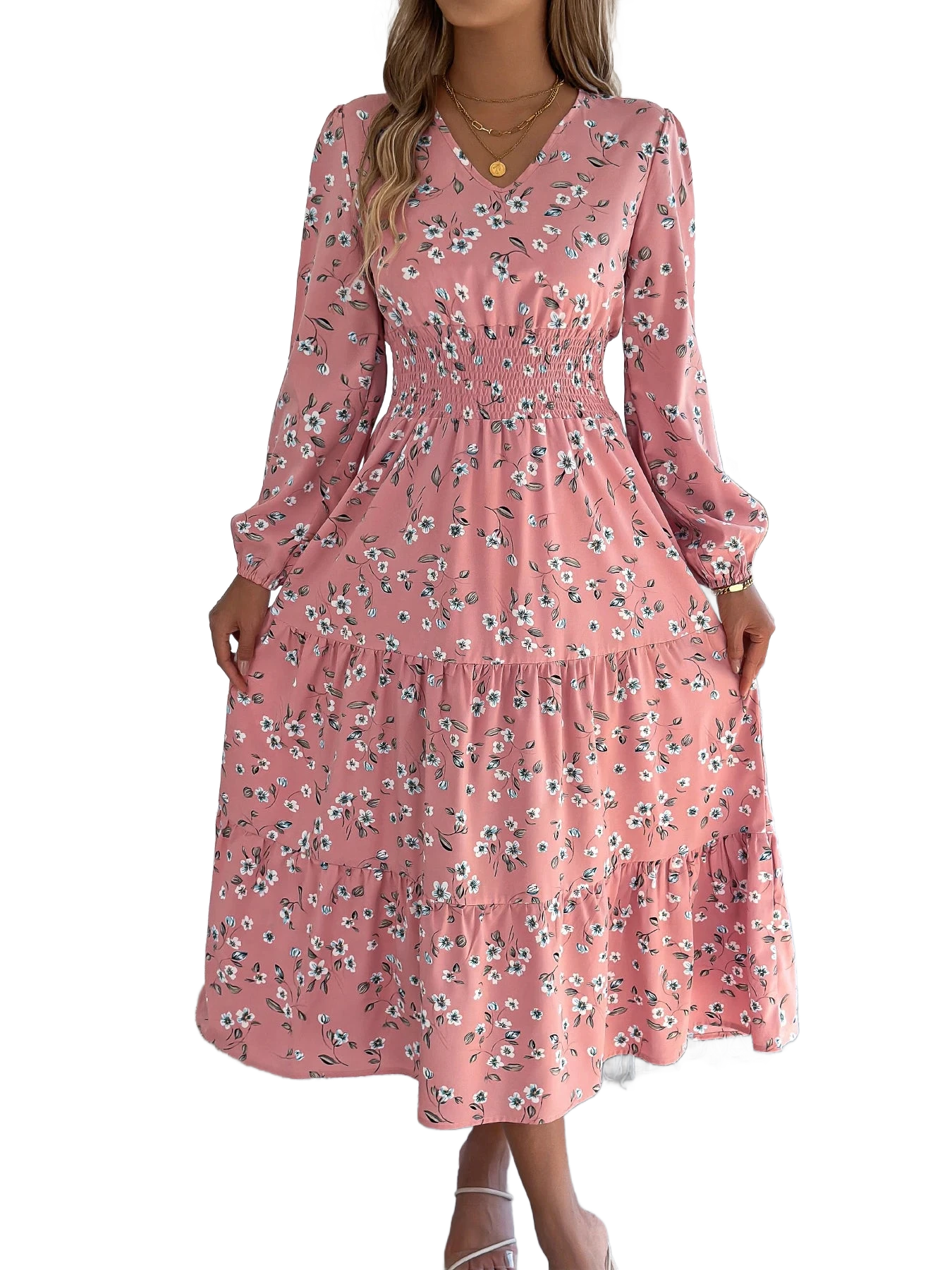 Amar™ Hadar - שמלות מקסי עם V צוואר פרחוניות