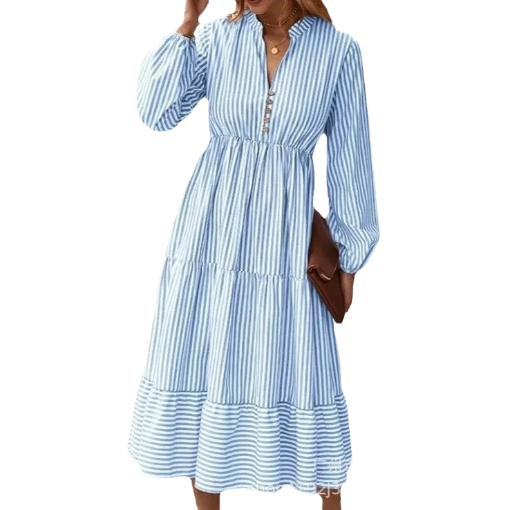 Amar™ Penelope - שמלת פסים עם מחשוף V