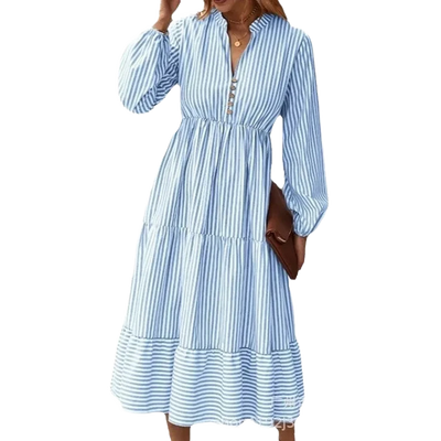 Amar™ Penelope - שמלת פסים עם מחשוף V