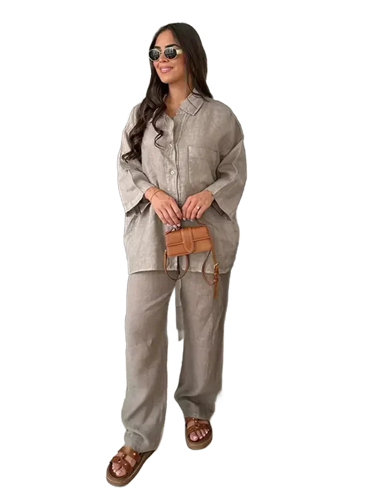 Amar™ Leah - סט חולצה ארוכה ומכנסיים רחבים
