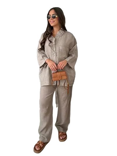 Amar™ Leah - סט חולצה ארוכה ומכנסיים רחבים