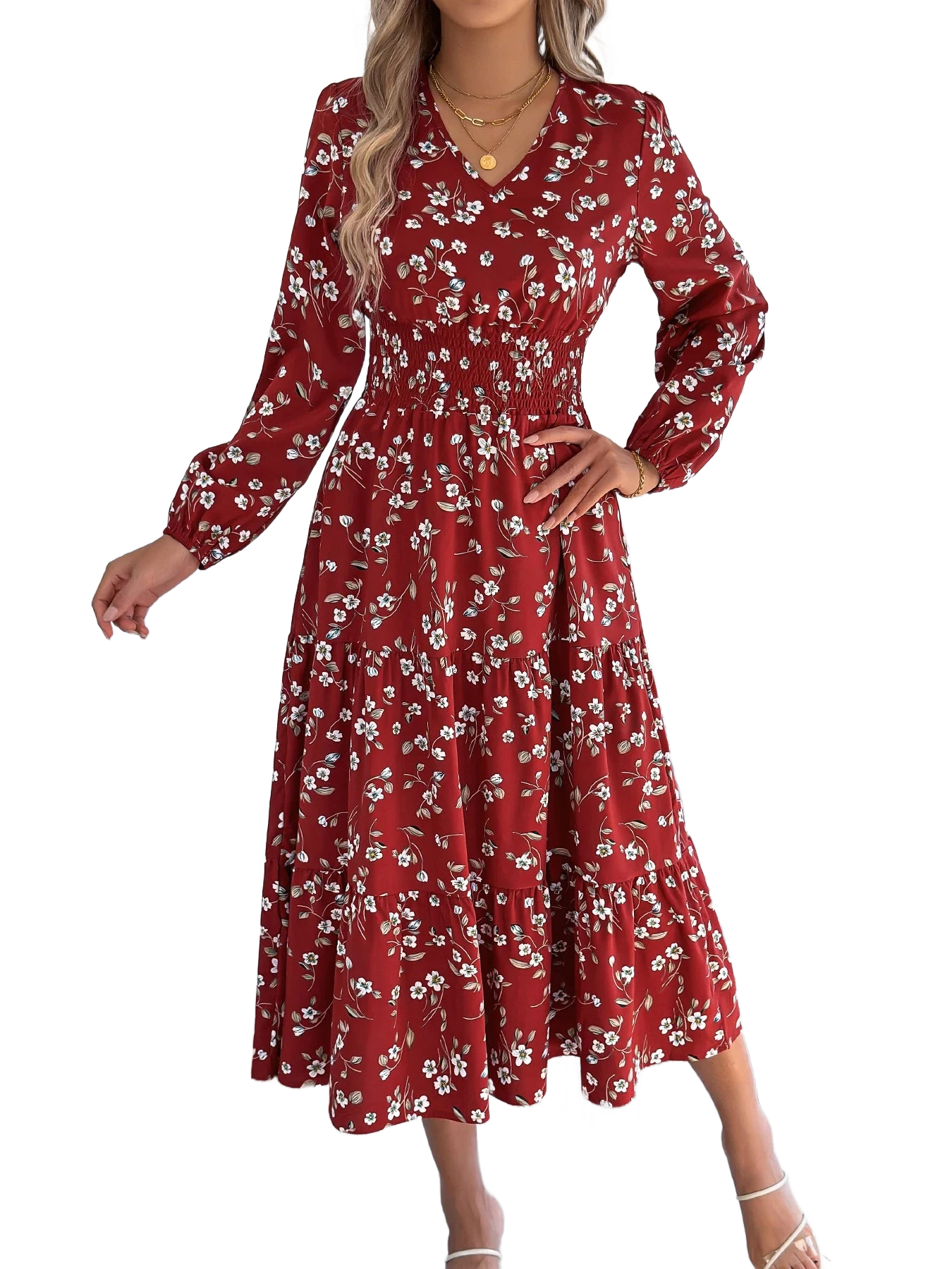 Amar™ Hadar - שמלות מקסי עם V צוואר פרחוניות