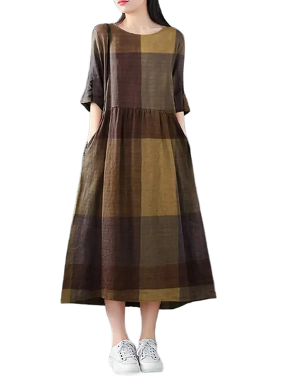 Amar™ Vered - שמלת כותנה פשתן קלאסית לנשים