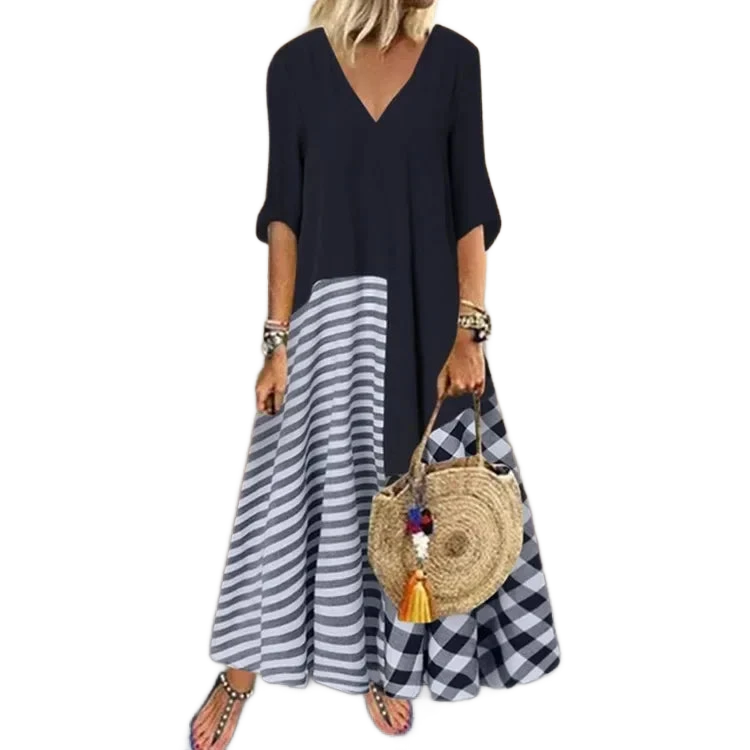 Amar™ Yael - שמלת פסים קלאסית אלגנטית