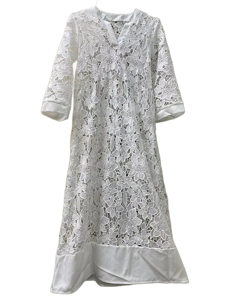 Amar™ Ora - שמלות V-צווארון לבן