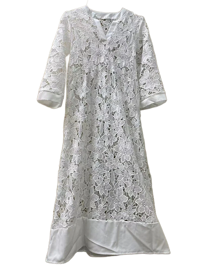 Amar™ Ora - שמלות V-צווארון לבן