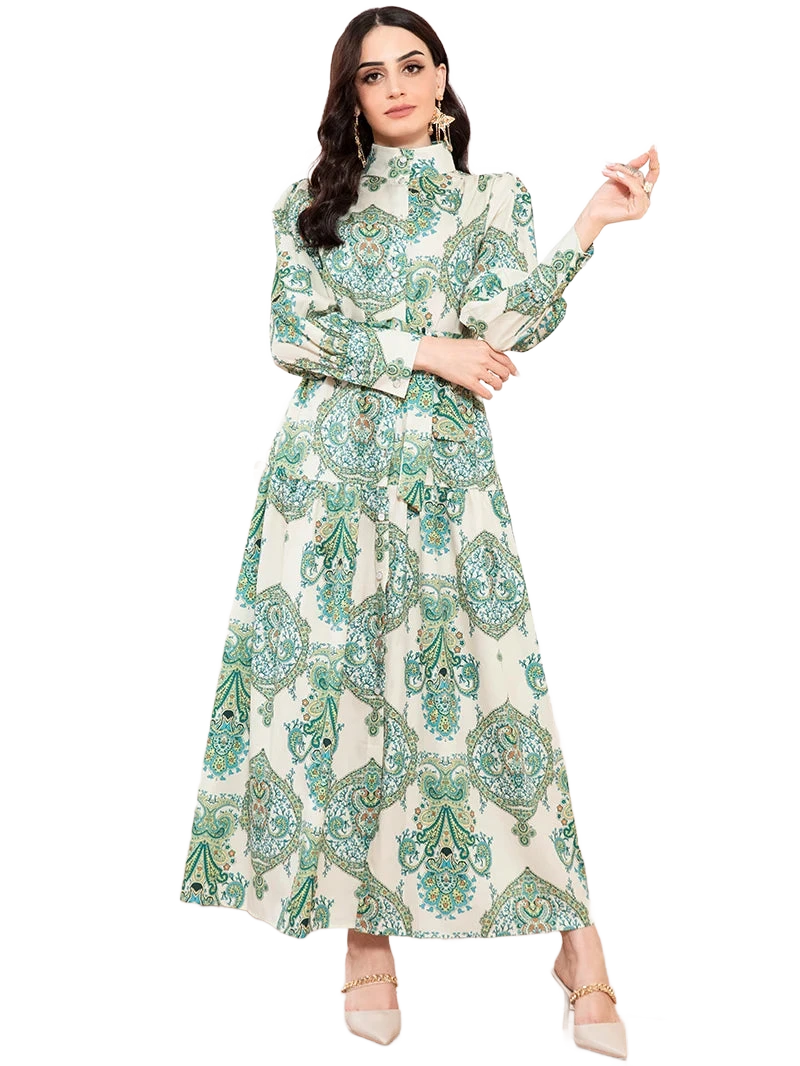 Amar™ Izabella - שמלות עם צווארון פרחוני גבוה