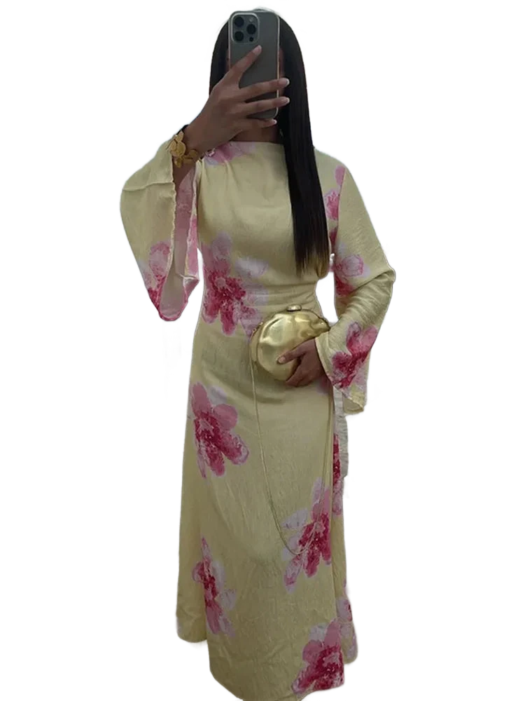 Amar Ora - שמלה ארוכה מודפסת, נשית וזוהרת