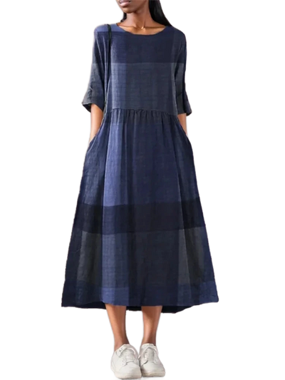 Amar™ Vered - שמלת כותנה פשתן קלאסית לנשים