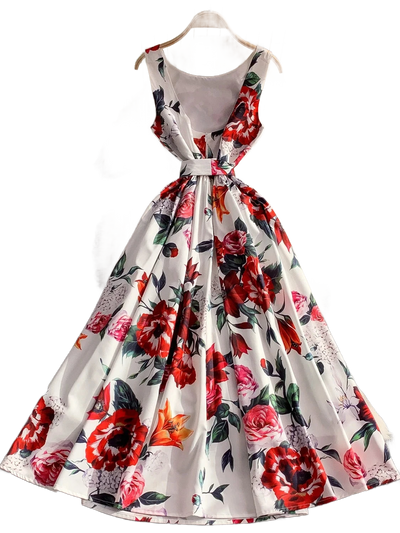 Amar™ Tehila - שמלת מקסי פרחונית אדומה מחטבת