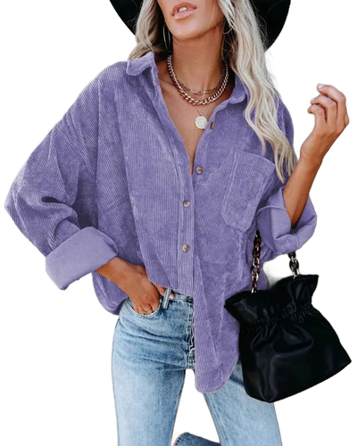 Amar™ Avital - חולצת קורדרוי רחבה עם שרוול ארוך