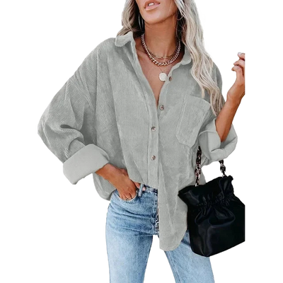 Amar™ Avital - חולצת קורדרוי רחבה עם שרוול ארוך