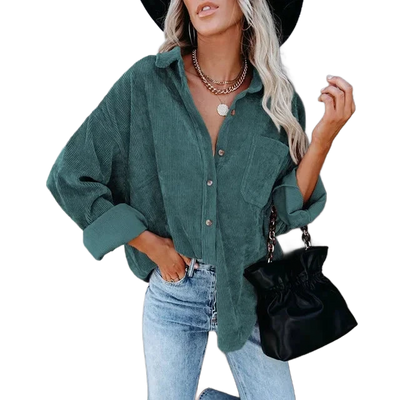 Amar™ Avital - חולצת קורדרוי רחבה עם שרוול ארוך