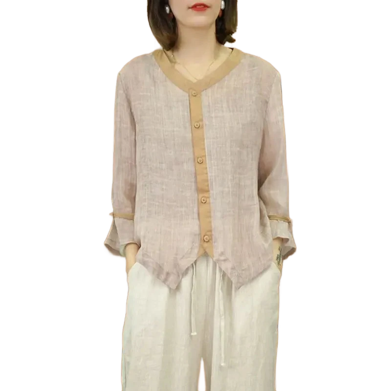 Amar™ Dana - חולצת כותנה פשתן רטרו