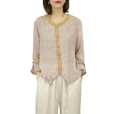 Amar™ Dana - חולצת כותנה פשתן רטרו