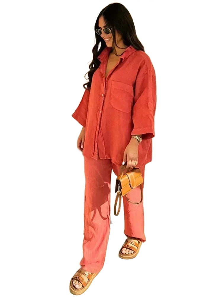 Amar™ Leah - סט חולצה ארוכה ומכנסיים רחבים