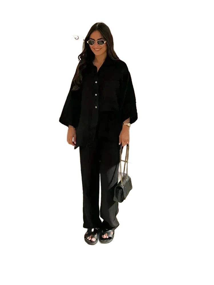 Amar™ Leah - סט חולצה ארוכה ומכנסיים רחבים