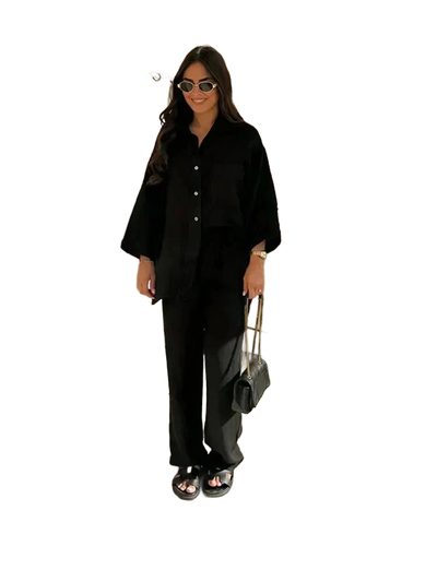 Amar™ Leah - סט חולצה ארוכה ומכנסיים רחבים