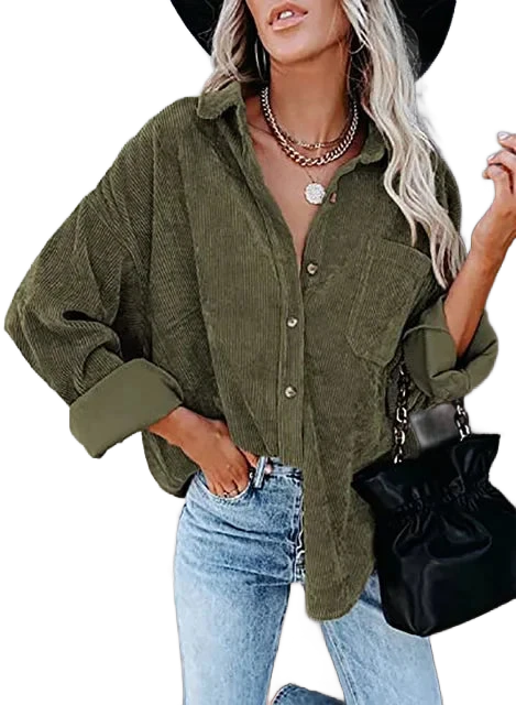 Amar™ Avital - חולצת קורדרוי רחבה עם שרוול ארוך