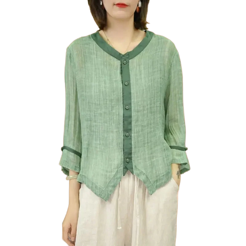 Amar™ Dana - חולצת כותנה פשתן רטרו