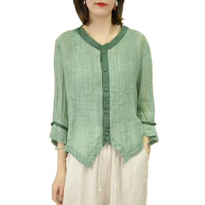 Amar™ Dana - חולצת כותנה פשתן רטרו