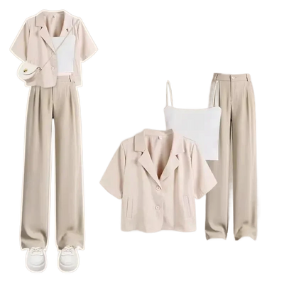 Amar™ Avigail - סט שלושה חלקים נוח ורך עם שרוולים קצרים