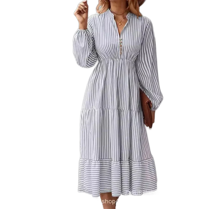 Amar™ Penelope - שמלת פסים עם מחשוף V