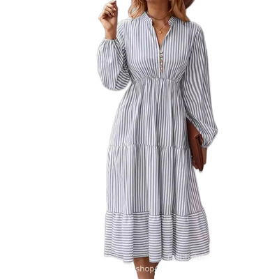 Amar™ Penelope - שמלת פסים עם מחשוף V