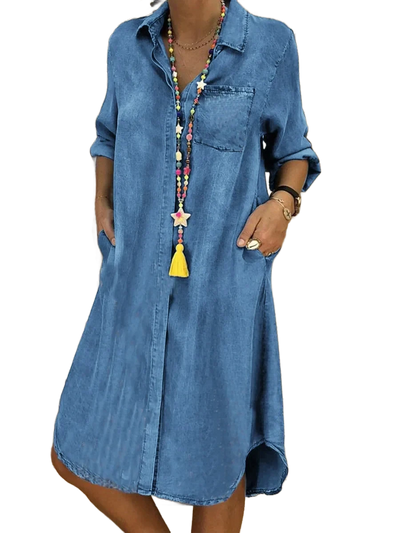 Amar™ Penina - שמלת ג'ינס נשית אלגנטית ומשוחררת