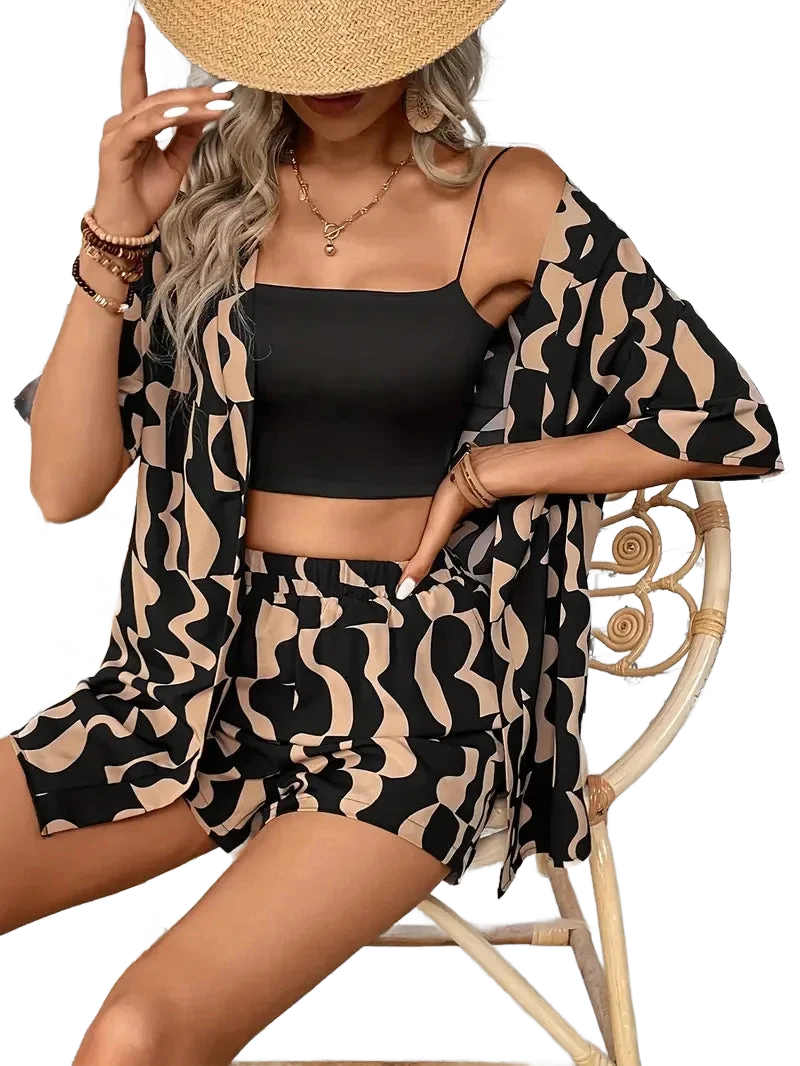 Amar™ Yaara - סט מודפס חולצה ומכנס קצר