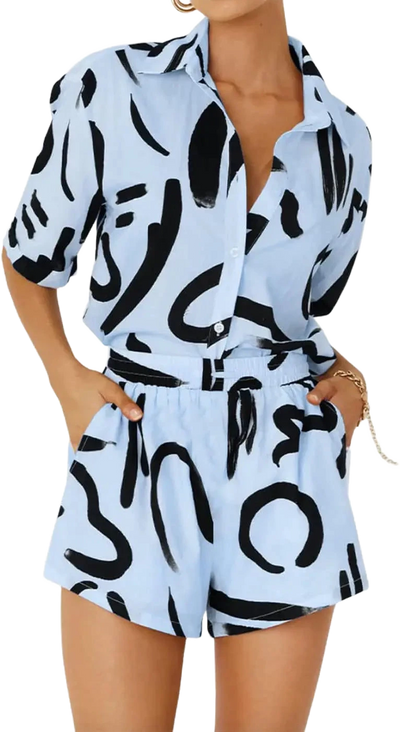 Amar™ Ayala - סט חולצה ומכנסיים מודפס