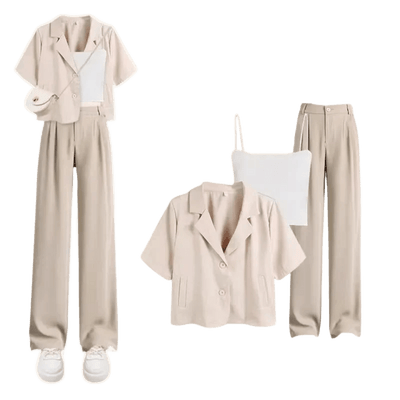 Amar™ Avigail - סט שלושה חלקים נוח ורך עם שרוולים קצרים