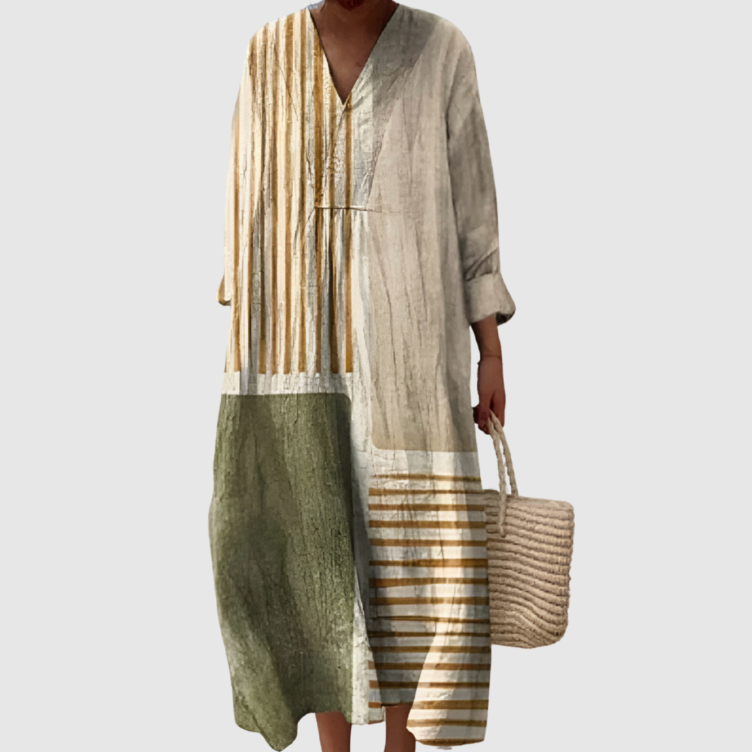 ליאורה | שמלת מקסי אלגנטית בנגיעות טבעיות