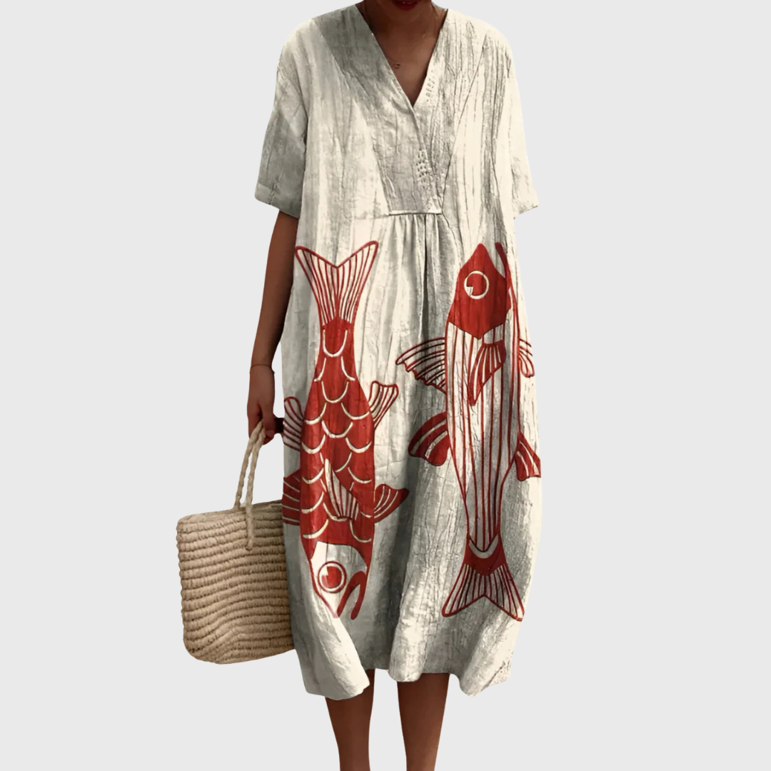 טלי | שמלת כותנה אמנותית ונושמת