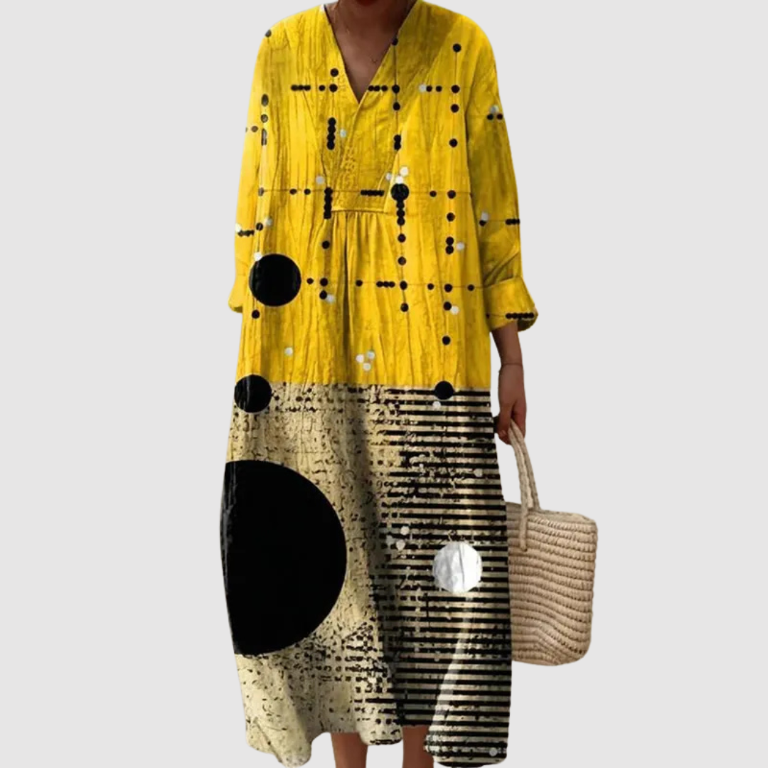 לילך | שמלת מידי גרפית קלילה ונשית