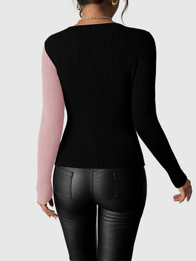 Amar™ Rachel - חולצת סריג עם מחשוף V ארוך שרוול