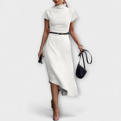 טליה | שמלת A-ליין א-סימטרית עם צווארון גבוה בעיצוב מודרני ואלגנטי