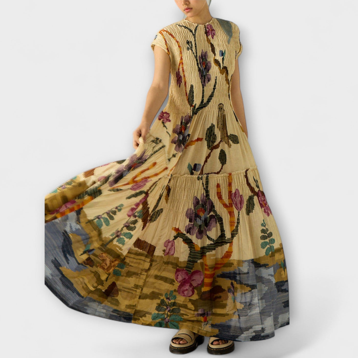 דפנה | שמלת קז’ואל אלגנטית עם הדפס אופנתי למראה יומיומי מוקפד