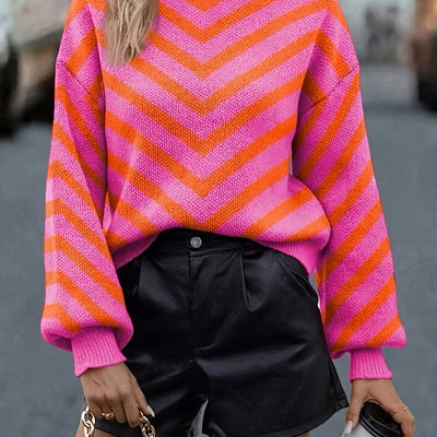 סטרייפ™ | סוודר פסים בלוקי צבע לנשים