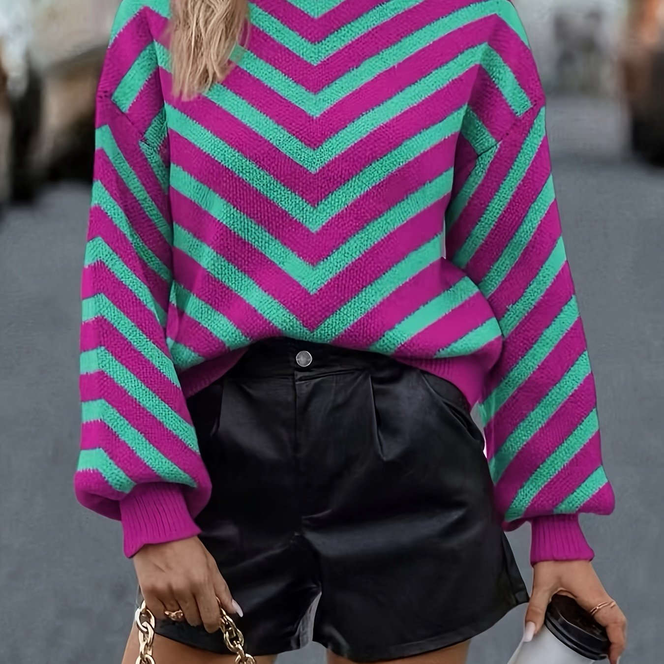 סטרייפ™ | סוודר פסים בלוקי צבע לנשים