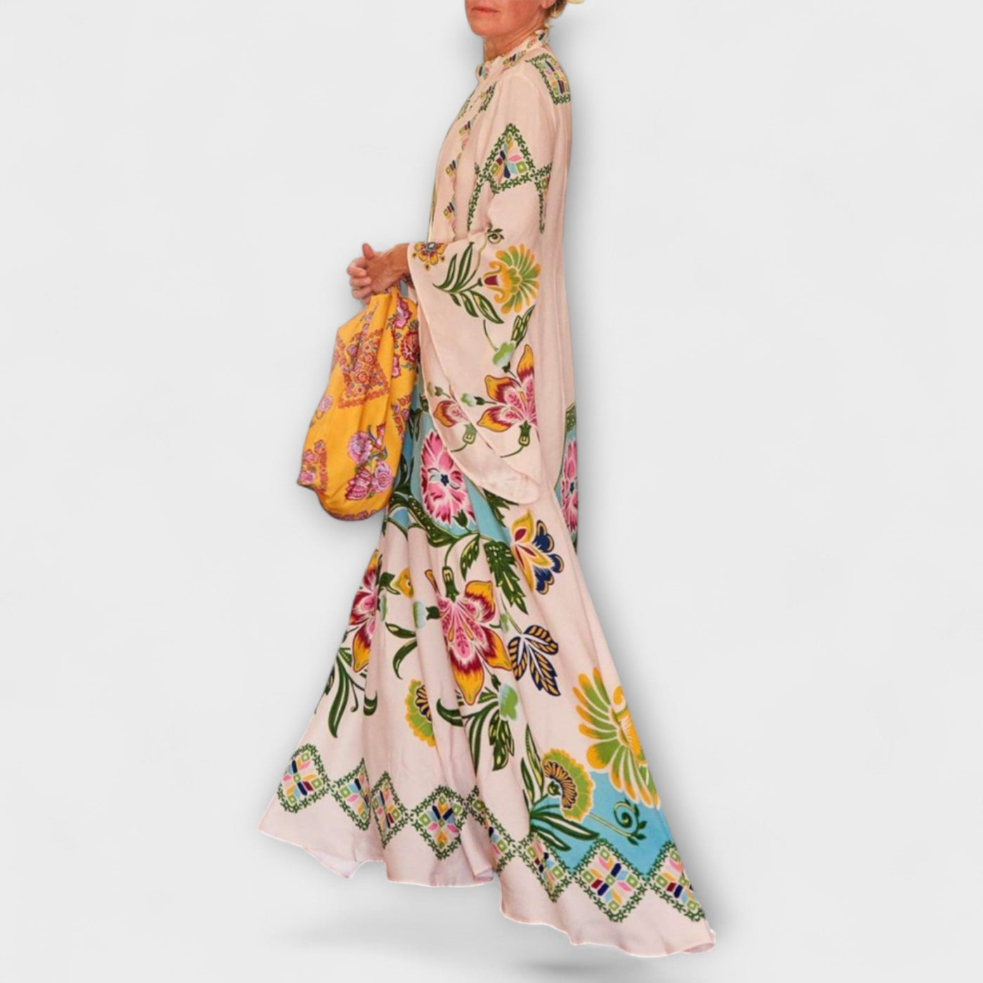 טליה | שמלת מקסי פרחונית עם צווארון עומד