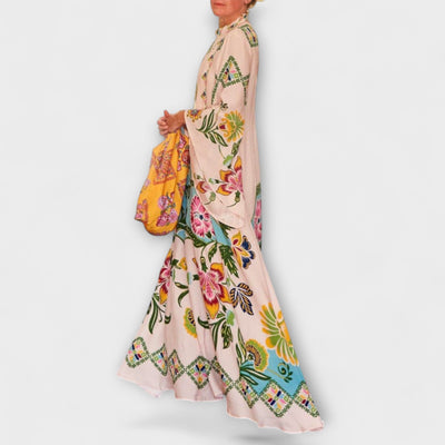 טליה | שמלת מקסי פרחונית עם צווארון עומד