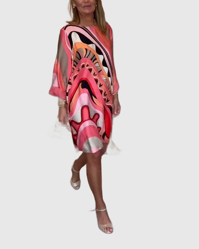 Amar™ Yonina - שמלת מידי מודפסת אלגנטית