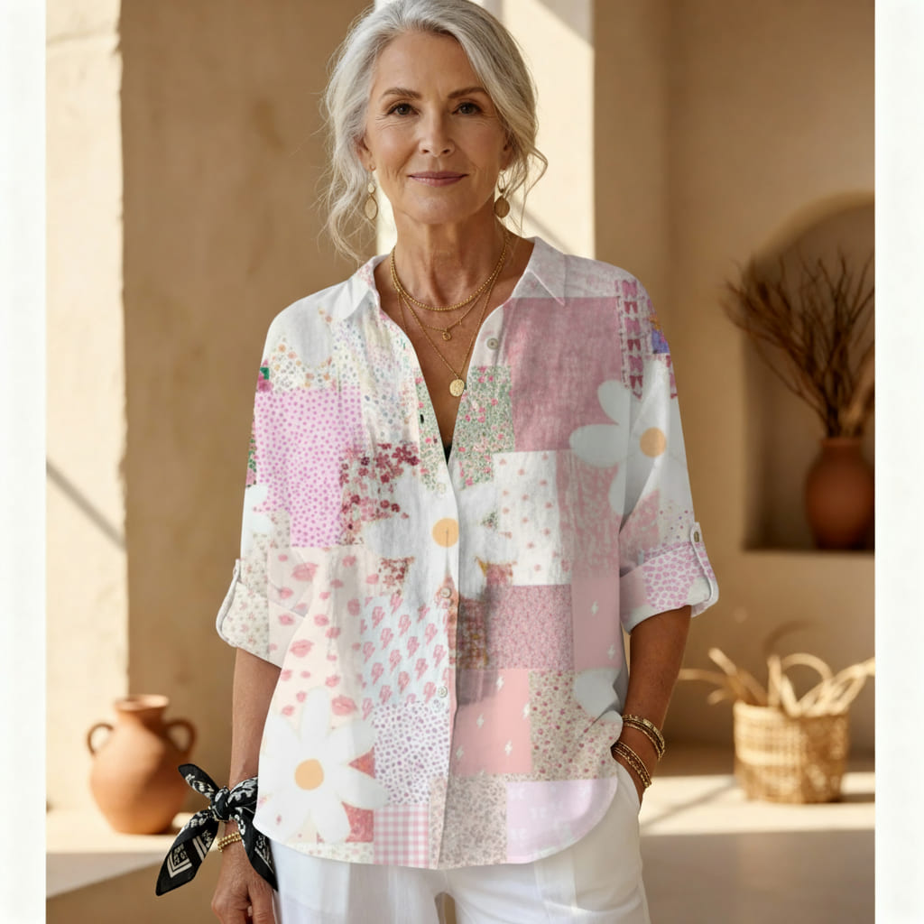 פאני - חולצת טלאים פרחונית