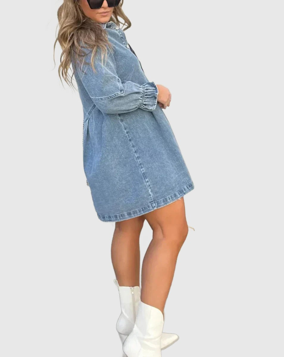 Amar™ Elisheva - שמלת ג'ינס עם שרוולים ארוכים