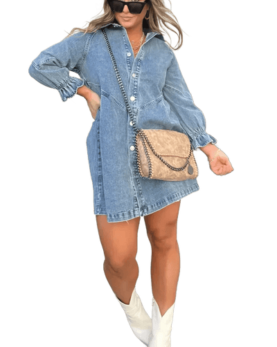 Amar™ Elisheva - שמלת ג'ינס עם שרוולים ארוכים