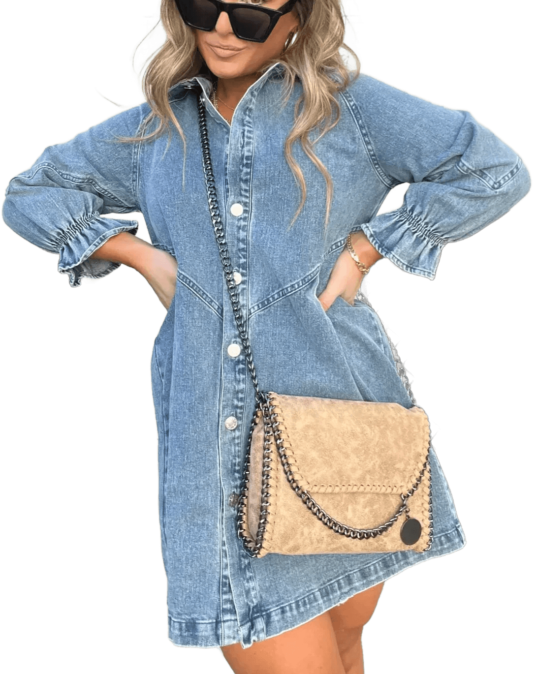 Amar™ Elisheva - שמלת ג'ינס עם שרוולים ארוכים