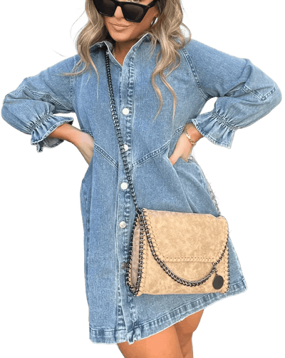 Amar™ Elisheva - שמלת ג'ינס עם שרוולים ארוכים