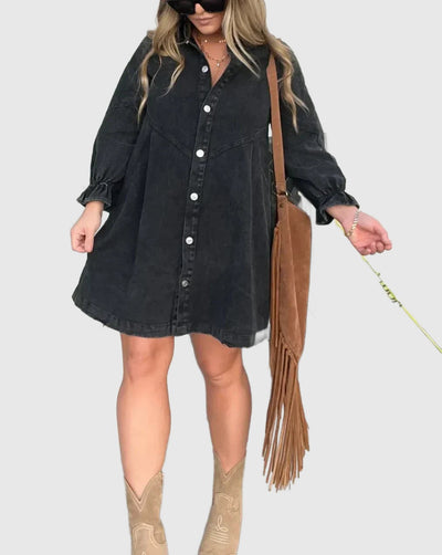 Amar™ Elisheva - שמלת ג'ינס עם שרוולים ארוכים